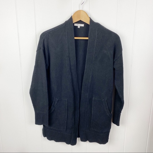 Madewell Black Midland Open Front Cardigan Sweater - Picture 3 of 8